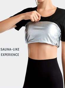 2025 Newest 1Pc Sauna Sweat Suit Shapewear Top Waist Trainer Workout Sweatsuit Exercise Short Sleeve Shirt For Women Gym Accessories For Belly Slimming Girdles, Lumbar Girdles For Belly Slimming Corset