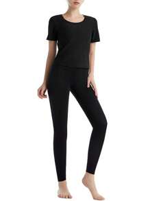 2025 Newest 1Pc Sauna Sweat Suit Shapewear Top Waist Trainer Workout Sweatsuit Exercise Short Sleeve Shirt For Women Gym Accessories For Belly Slimming Girdles, Lumbar Girdles For Belly Slimming Corset