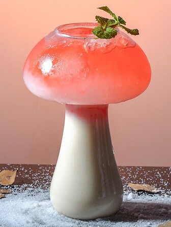 1pc 240ml Heat-Resistant High Borosilicate Glass Cup, Fresh And Simple Transparent Mushroom Design, Suitable For Drinking Cocktails, Milk, Coffee, Etc. In Bars And Homes