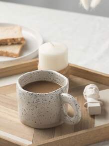 1 pieza Taza de cerámica de 260ml con diseño de salpicaduras de tinta, taza de café asimétrica blanca estilo Ins, linda taza de agua para el desayuno, regalo de vacaciones de vuelta al colegio - Blanco - Ver 9