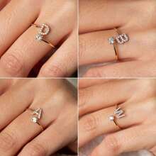 1Pc A-Z Letter Wrap Ring Inlaid Shining You Got An Alphabet To Choose Make Your Call Match Daily Outfits
