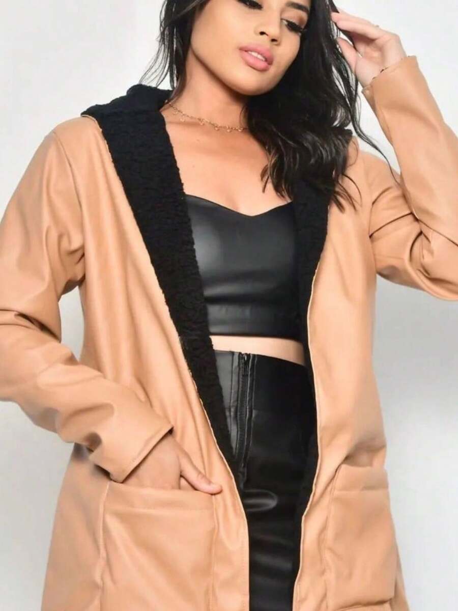 Women Winter Coats - 駝色 - 查看 1
