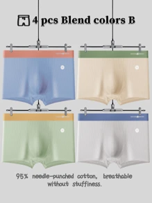 4-delige herenbroek, eenvoudige gestreepte honingraatstructuur, antibacterieel, vochtabsorberend, ademend, contrasterende taille, geschikt voor dagelijks en casual gebruik