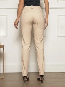 Women Pants - 米色 - 查看 2