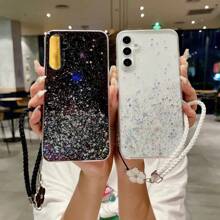 Ốp lưng TPU lấp lấp lánh hình cỏ ba lá may mắn, dây treo ngắn, dành cho iPhone 15 Proamx 14 Proamx 13 Proamx 12 Proamx 11 Promax XSMAX, tương thích với Samsung S23 S22 S21, OPPO A54, Vivo Y21, Redmi Note 9 (phiên bản quốc tế, không phải phiên bản nội địa). - màu đen - Xem 4