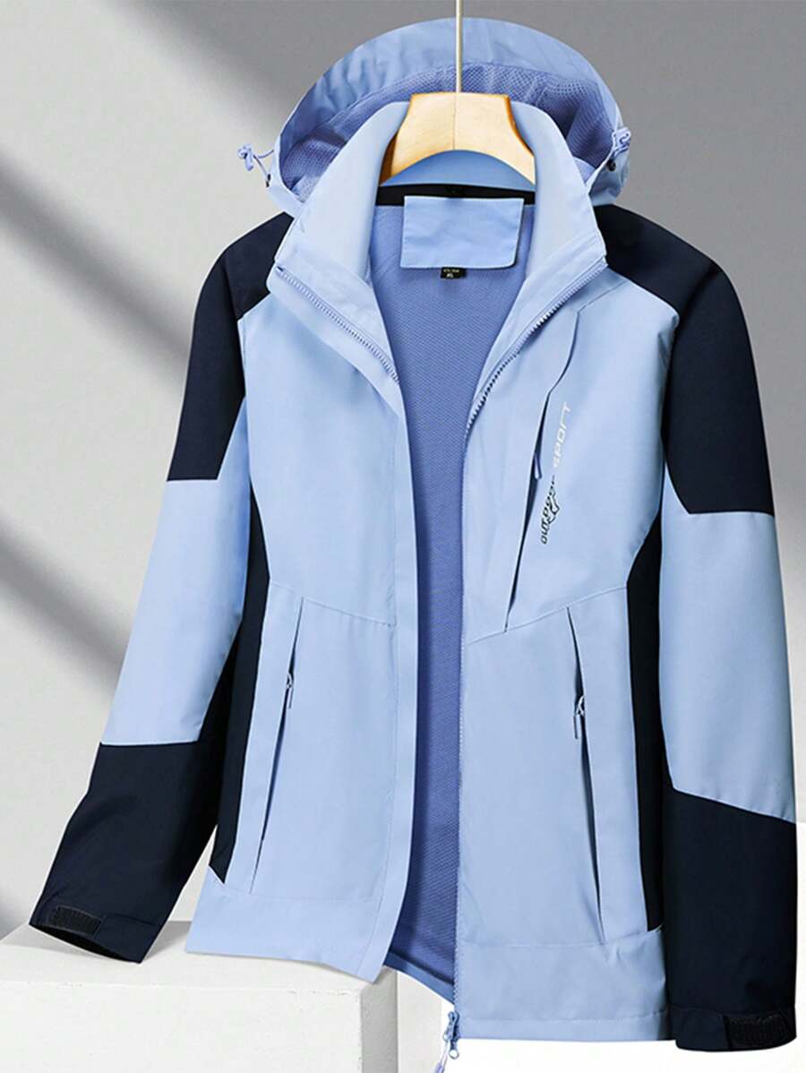 Women Outdoor Sports Three-In-One Windproof And Warm Color-Block Jacket
