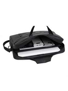 1 pieza Bolsa para computadora de negocios de 15.6 pulgadas, maletín porta documentos de gran capacidad con asa simple y correa para el hombro acolchada, bolsas para laptop, maletines para laptop resistentes a golpes - Negro - Ver 8