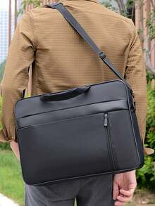 1 pieza Bolsa para computadora de negocios de 15.6 pulgadas, maletín porta documentos de gran capacidad con asa simple y correa para el hombro acolchada, bolsas para laptop, maletines para laptop resistentes a golpes - Negro - Ver 5