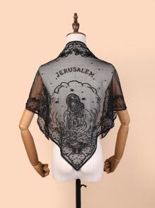 1pc White Virgin Mary Triangular Scarf, Breathable Neck Wrap, Headscarf