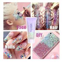 Body Glitter Gel, Face Glitter Body Gel Sequins Shimmer Liquid Eyeshadow, Chunky Glitter For Face Hair Nails, Holographic Cosmetic Laser Powder Festival Glitter Makeup