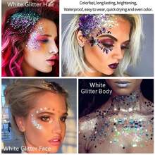 Body Glitter Gel, Face Glitter Body Gel Sequins Shimmer Liquid Eyeshadow, Chunky Glitter For Face Hair Nails, Holographic Cosmetic Laser Powder Festival Glitter Makeup