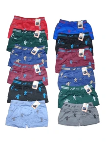 Paquete De 12 Piezas, Boxer Juvenil, Microfibra, Tallas 8 a 12 Años (Se Envian En Colores y Modelos Al Azar)