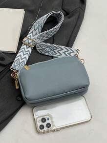 Minimalist Plain Crossbody Bag, Fashionable PU Shoulder Bag, Women Casual Handbag And Phone Wallet