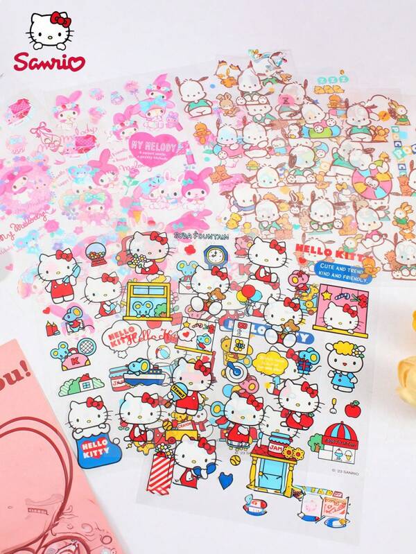 Classic Character Stickers - Pack Of 4, PET Material, 6 Unique Styles, Adorable Designs, Non-Repeating, Suitable For All Ages, Ideal For Decorating Journals, Notebooks, Water Bottles, Cups, Envelope Seals, And More Back To School