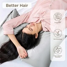 2入組緞面枕套，標準尺寸灰色枕套，適用於護髮和護膚，超級柔軟絲綢口袋式枕套（50.8 X 76.0 厘米），類絲枕套，男女禮物 - 彩色 - 查看 6