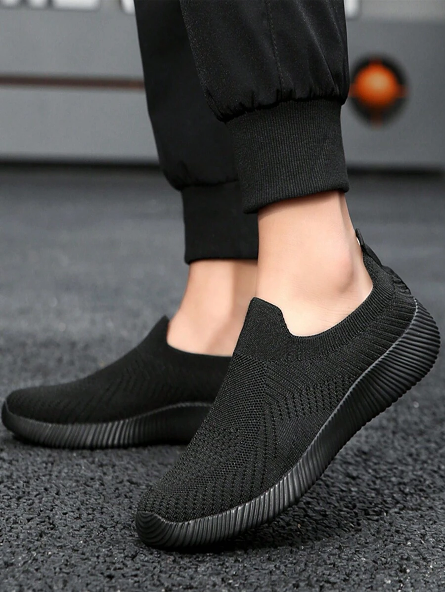 New Breathable All-Mesh Slip-On Sock Sneakers For Women, Cross-Border Casual Sport Lightweight Shoes - Black - View 1