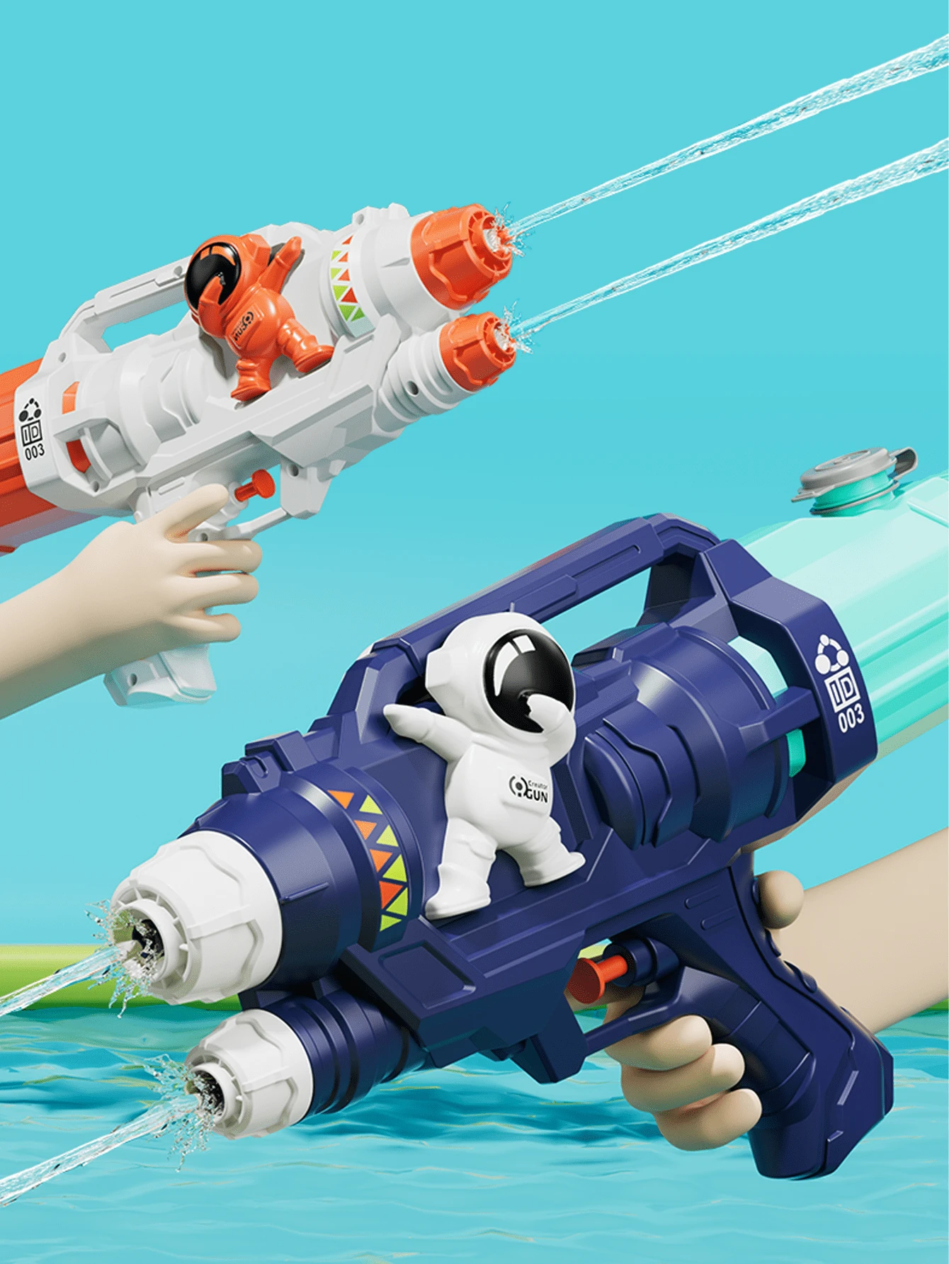 1pc Cute Cartoon Water Gun With Long Range And Large Capacity, For Boys Outdoor Water Fight Toy [Random Color For Some Accessories] - Blue - View 1