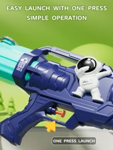 1pc Cute Cartoon Water Gun With Long Range And Large Capacity, For Boys Outdoor Water Fight Toy [Random Color For Some Accessories] - Blue - View 4