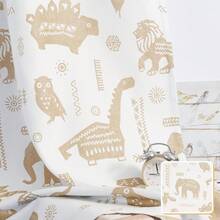 Kids Curtains Nursery Curtains For Girls Bedroom, Grey Safari Animals Curtains, Dinosaur Curtains For Boys Room Light Filtering Window Curtains Grommet Top Set 2 Panels - 灰褐色 - 查看 5