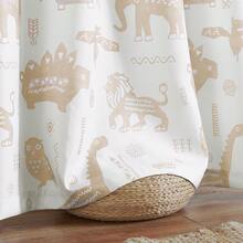 Kids Curtains Nursery Curtains For Girls Bedroom, Grey Safari Animals Curtains, Dinosaur Curtains For Boys Room Light Filtering Window Curtains Grommet Top Set 2 Panels - 灰褐色 - 查看 3