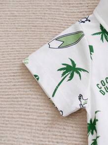 Yierying Baby Boys' Short Sleeve Dinosaur Print Outdoor Style Polo Shirt And Shorts Set For Spring/Summer