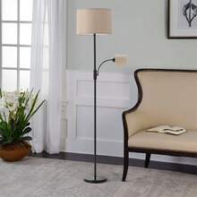 LIVINGANDHOME Living And Home 2-Light Floor Standing Lamp With Adjustable Head - Khaki - View 5