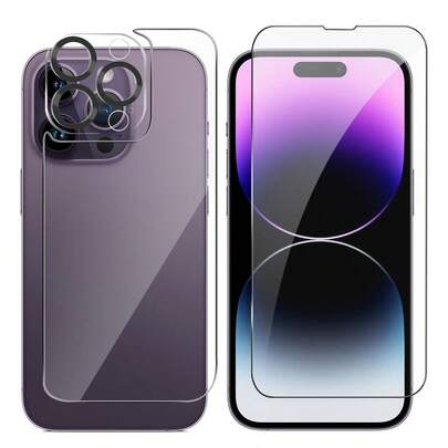 三件套组合：屏幕保护膜+镜头保护膜+后盖保护膜，兼容 17 Pro Max/17 Pro/17 Air/17/16 Pro Max/16 Pro/16 Plus/16/15 Pro Max/15 Pro/15 Plus/15/14/13/12等机型。高清清晰视野，钢化玻璃屏幕保护膜+一体式高清镜头保护膜+高清钢化玻璃后盖保护膜提供全方位保护。触感顺滑，防刮耐磨，有效保护屏幕和摄像头。