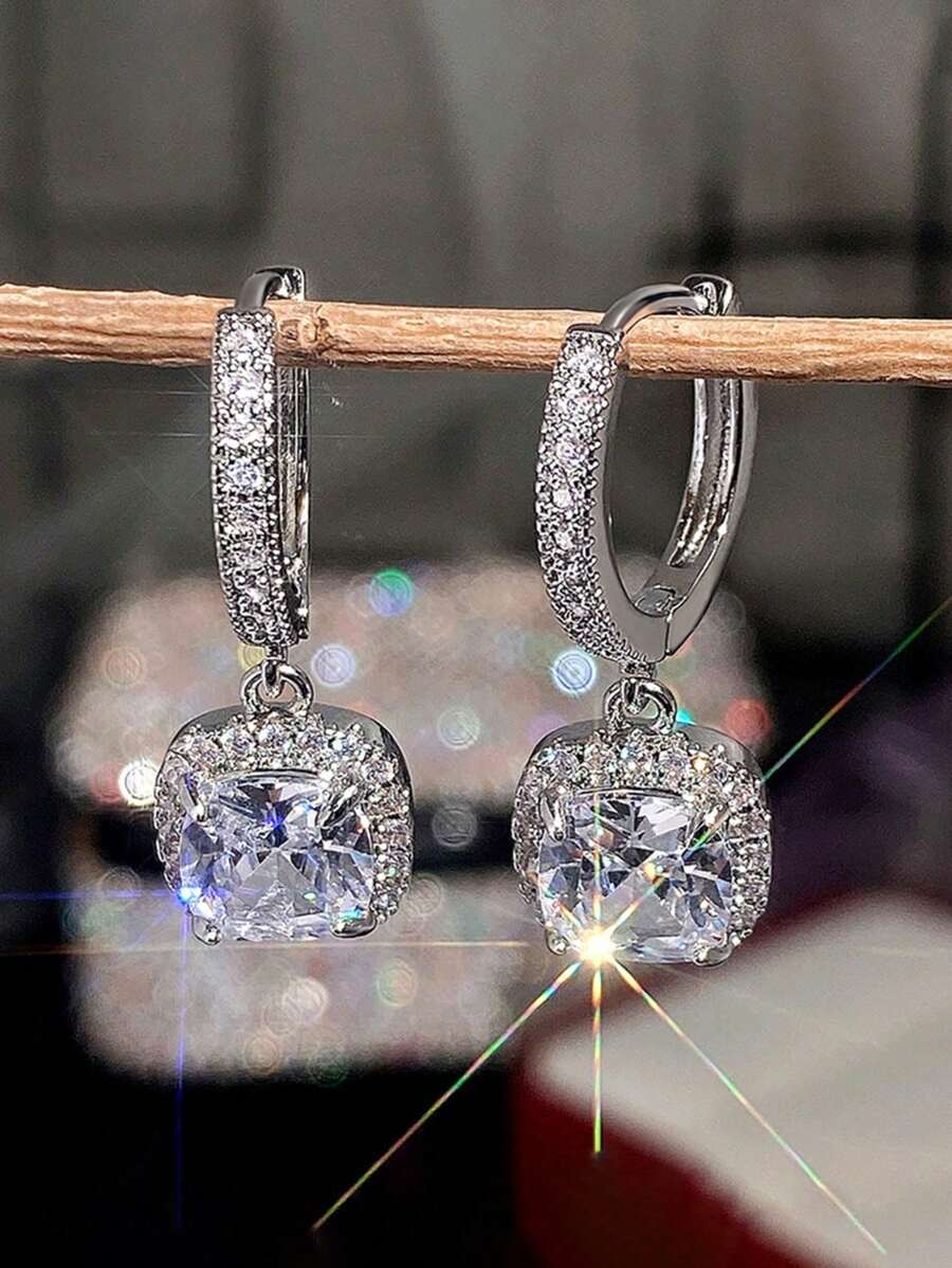 1對女孩優雅立體氧化鋁下垂耳環，適用於女孩日常裝扮和派對飾品生日禮物