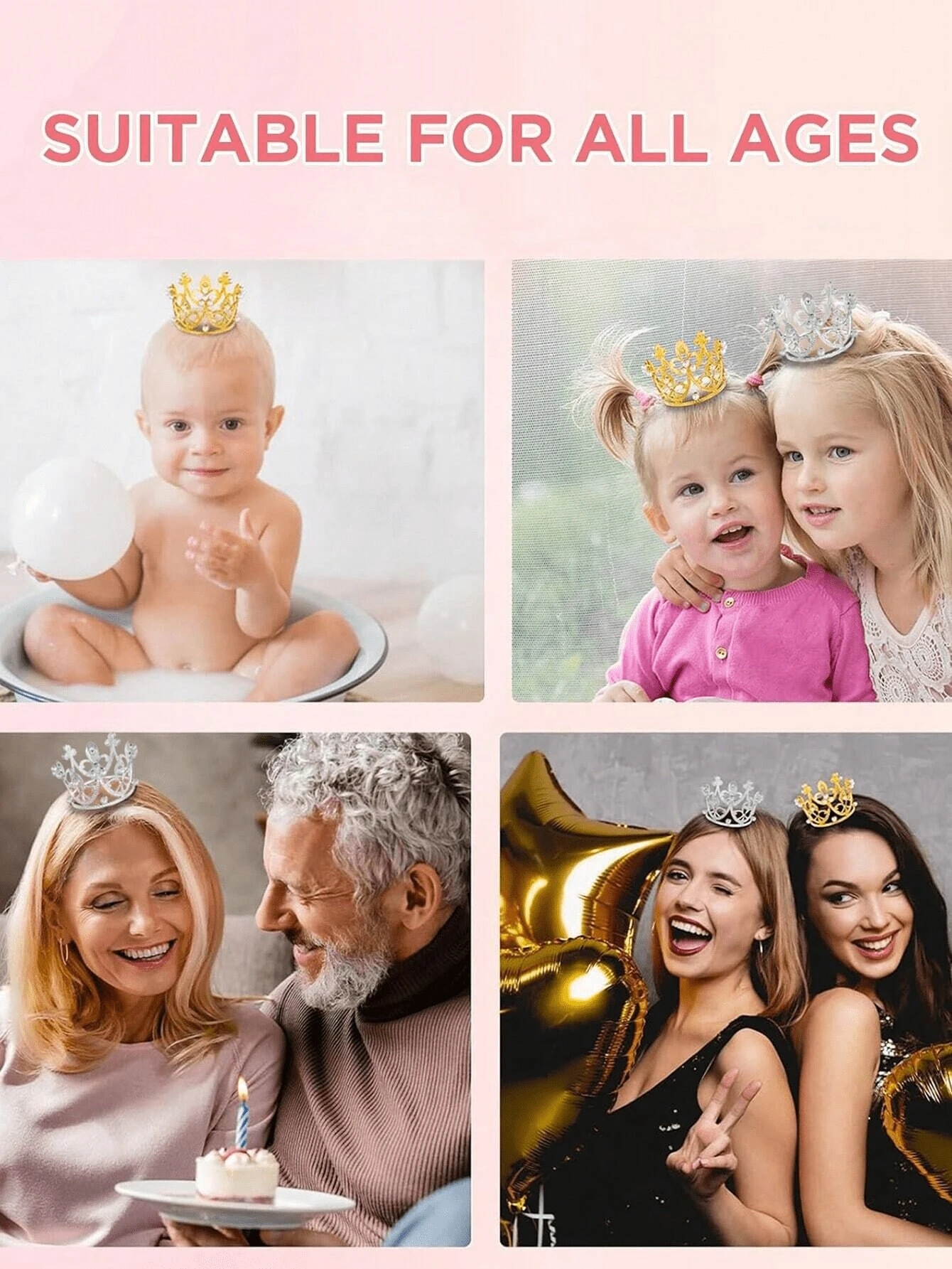 4pcs Mini Faux Faux Pearl Crown Decoration For Cake, Birthday, Wedding