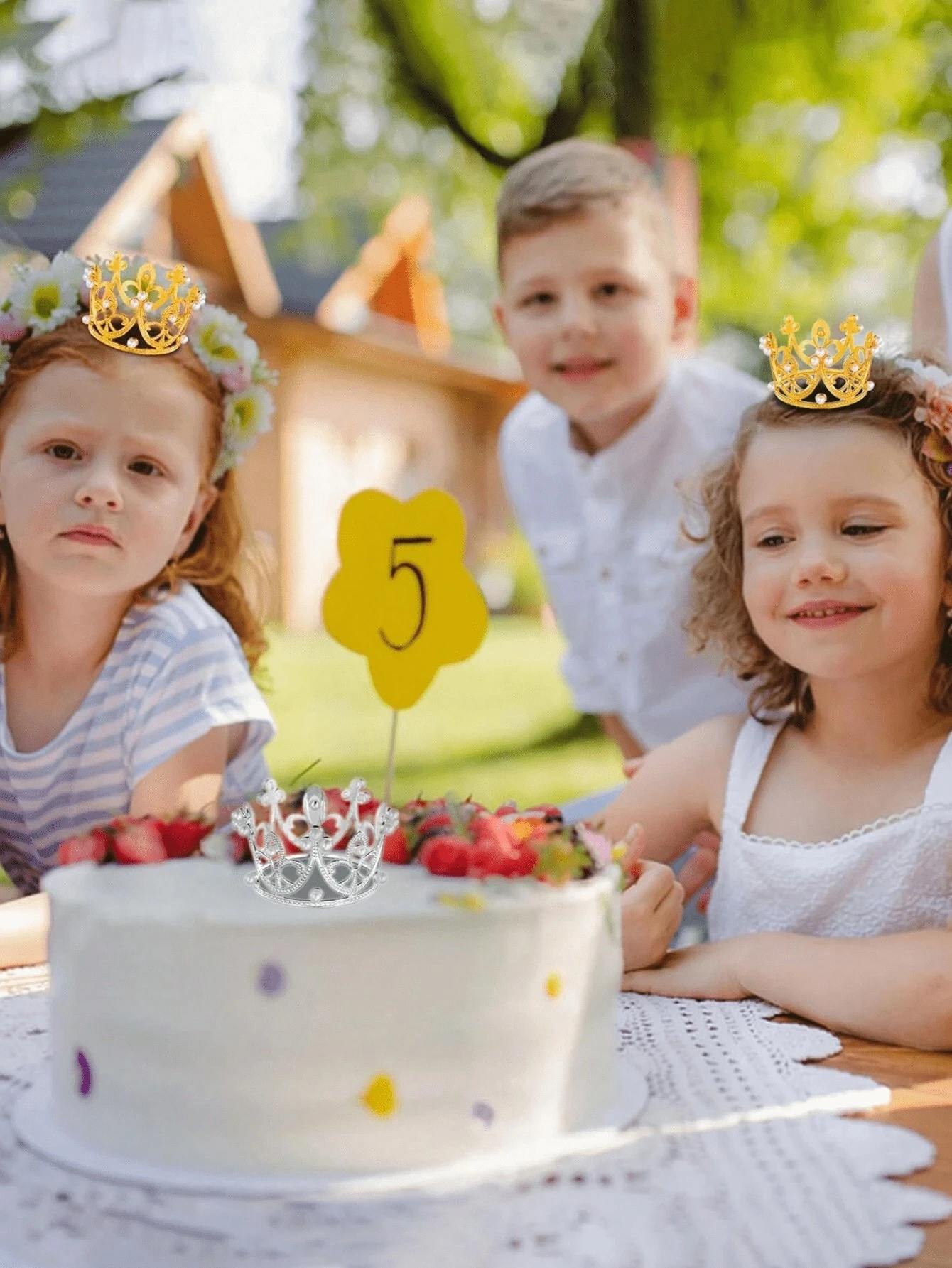 4pcs Mini Faux Faux Pearl Crown Decoration For Cake, Birthday, Wedding