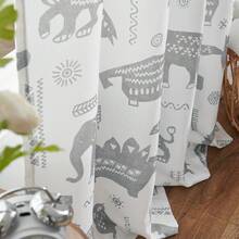 Kids Curtains Nursery Curtains For Girls Bedroom, Grey Safari Animals Curtains, Dinosaur Curtains For Boys Room Light Filtering Window Curtains Grommet Top Set 2 Panels - 灰色 - 查看 6