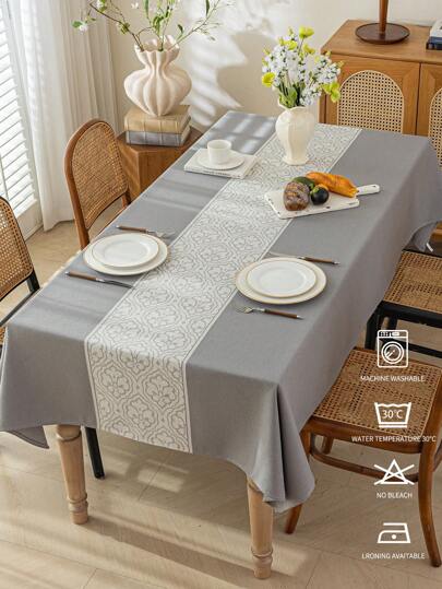 1pc Rectangular Waterproof Tablecloth, Multiple Sizes Available, Suitable For Kitchen, Dining Room, Wedding, Party Table Decoration