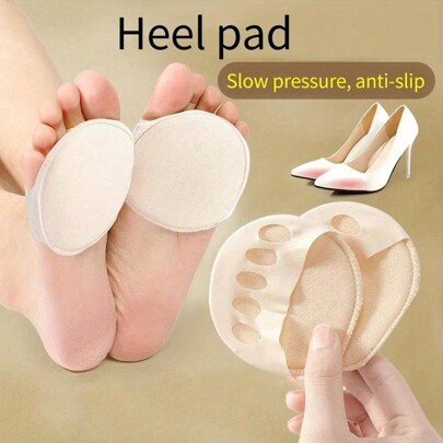 Women Socks With Forefoot Cushion And Half Insoles For High Heels, Lightweight Summer Sponge Pads That Can Be Trimmed, Invisible Socks With Toe Separation, For Women Pumps, White Heels