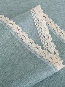 1pc Oil-Proof & Waterproof Tablecloth, TPU Coated Waterproof Tablecloth, Solid Color Conference/Dining/Desk Cloth, Modern Rectangular Picnic Mat, Tasseled Decorative Tablecloth - Baby Blue - View 7