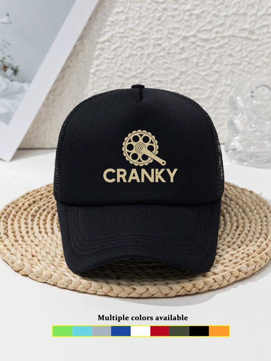 1pc Unisex CRANKY Chain Detail Outdoor Leisure Cycling Adjustable Sunscreen Baseball Cap Visor Hat, Suitable For Daily Outfits In Spring And Summer - Multicolor - View 1