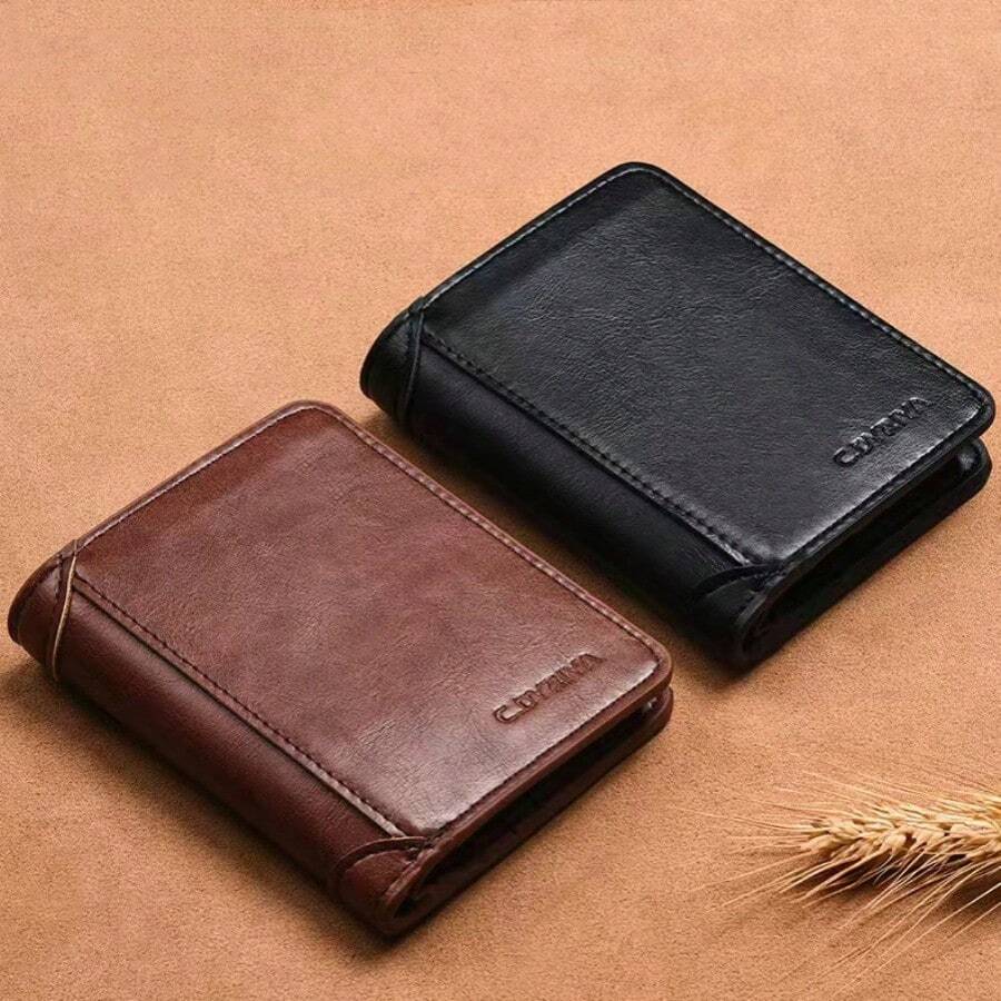 1 件男士轻薄小巧驾驶证钱包，多功能垂直 2 折卡夹，带零钱袋，学生皮革钱包，大容量多卡槽，商务休闲风格，生日礼物，毕业礼物，父亲节礼物 - 彩色 - 查看 1