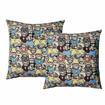 2 Pieces Of Modern Style Cartoon Linen Square And Rectangle Pillowcases For Living Room Sofa Without Pillow Inner