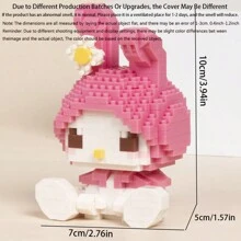 Sanrio Cute Building Blocks Kawaii Melody Cartoon Building Blocks Assembly Toys Birthday Puzzle Doll Gift Decoration Assembly Small Ornaments Desktop Ornaments Decorations (Plug And Insert Building Blocks)