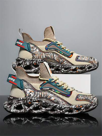 Men's Style Fashion Shoes Comfort Blade Type Shoes Breathable Shock Absorption Kicking Sneakers With Slip On Anti Slip Shoes Suitable For All Seasons Teenagers Adults Daily Jogging Walk Suitable For Halloween