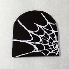 A Women Spider Web Jacquard Knit Hat, Autumn And Winter Y2K-Style Versatile Stylish, Warm, Breathable, Outdoor Sports, Streetwear Knitted Hat, Unisex - Multicolor - View 17