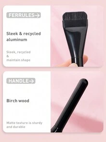 1 pieza Brocha de maquillaje plana y gruesa sin rayas, brocha sin rayas para base de maquillaje con nuevo resaltador plateado, brocha pulidora sin rayas, brocha fina y delgada sin rayas en la base - Multicolor - Ver 8