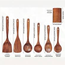 AIUHI 7 pièces Ustensiles de cuisine en bois, Cuillères pour la cuisine, cuillères de cuisine en bois naturel avec support, Ensemble de Spatule antiadhésives, Articles de cuisine indispensables