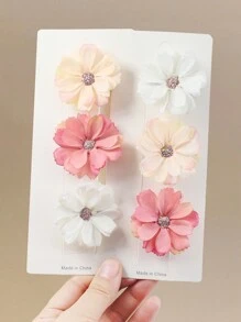 6pcs/Set OPP Bag Cute Floral Hair Clips Daisy Flower Hair Accessories For Girls Daily Use - Multicolor - View 4