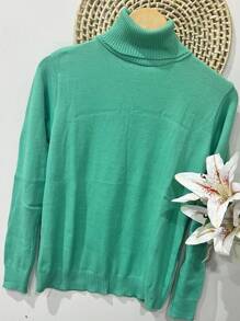 Women Knit Tops - Green - View 3