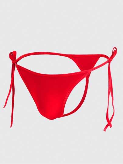 ملابس داخلية بيكيني رجالي من الحرير الجليدي الجذاب مع جانب قابل لتعديل برباط دانتيل، مخفض وشبه شفاف سلسلة جي