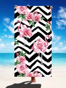 Superfine Fiber Quick-Dry 250gsm Nordic Tropical Flamingo Printed Beach Mat & Yoga Mat, Sunscreen Shawl Blanket, Suitable For Travel, Camping, Swimming, Outing. 1pc 70*140 Bath Towel, Beach Towel, Or 1pc 90*180 Bath Towel, Beach Towel, Or 1pc 150*150 Round Fringed Beach Towel. Summer Travel, Vacation Holiday