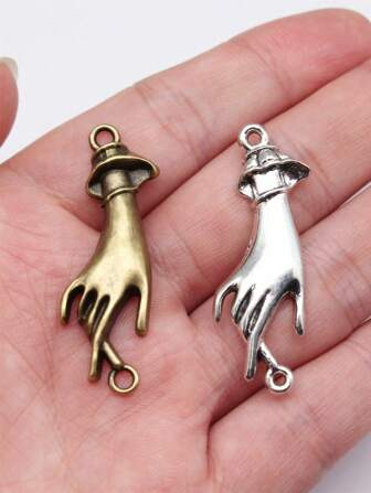 5 piezas de 45x14mm (1.77x0.55 pulgada) Conectores de mano en forma de palma Colgantes Conectores de mano para hacer manualidades DIY Hacer collares, aretes y accesorios de joyería