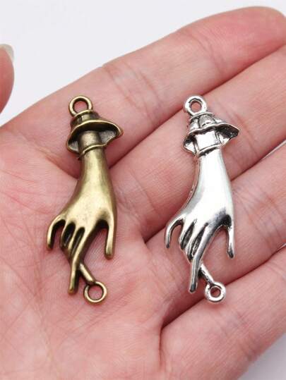 5 Stücke 45x14mm (1,77x0,55 Zoll) Palmen-Connector-Anhänger Hand-Connector-Anhänger für DIY Handwerk, Halskette, Ohrringe, Schmuckherstellung