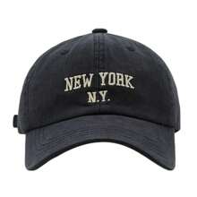 Street 1入女性簡約透氣布料字母刺繡棒球帽，適用於室外活動和日常穿著的通用司機帽 - 彩色 - 查看 2