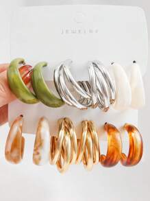 Conjunto de aretes de 12 a 20 piezas de mariposa de resina colorido y minimalista con forma de corazón y múltiples elementos metálicos perla falsa para mujeres, ideal para festivales, fiestas y citas, ideal para uso diario (colores de resina al azar)
